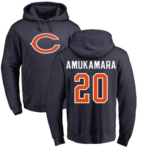 Chicago Bears Men Navy Blue Prince Amukamara Name and Number Logo NFL Football #20 Pullover Hoodie Sweatshirts